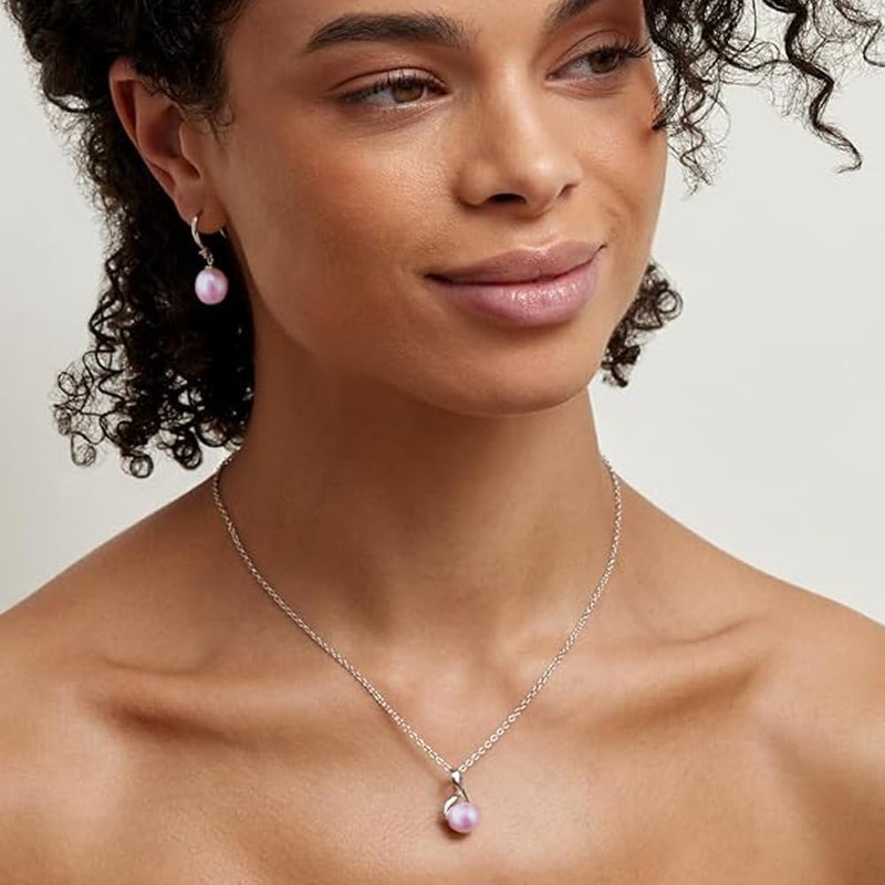 The Pearl Source 9.0-9.5mm Freshwater Pearl Pendant Necklace for Women - Pink Cultured Pearl Necklace with Infinity Design | 14K Gold Plated 925 Sterling Silver Necklace with 16"-20" Adjustable Chain - Image 5